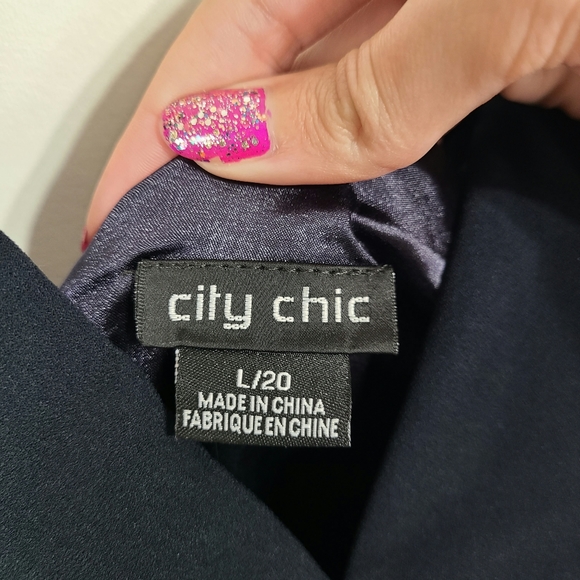 City Chic | NWT Ripple Love Dress Navy Flex Fit Large Size 20 - Picture 7 of 8